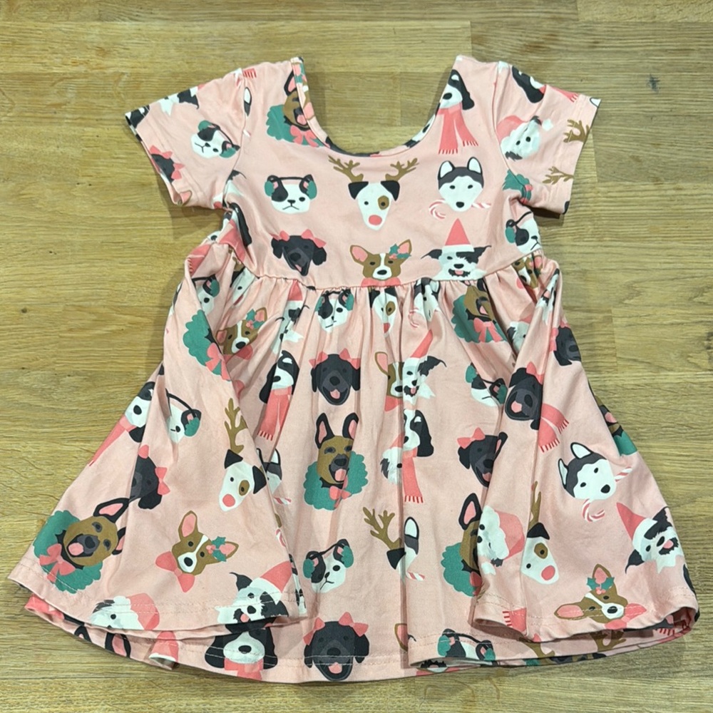 Taylor Joelle Holiday Pups swing dress